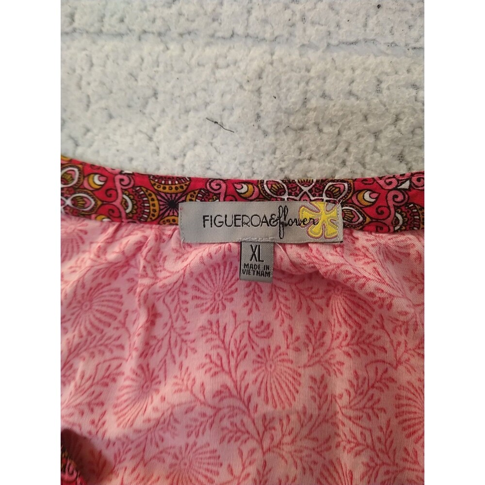 Figueroa & Flower Puff Sleeve Top Xl Boho Multicolor Cottagecore Beachy Feminine - Picture 8 of 9